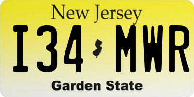 NJ license plate I34MWR