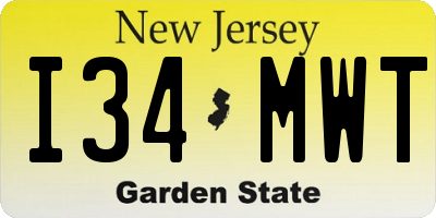 NJ license plate I34MWT