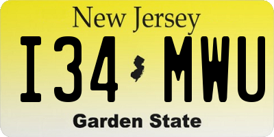 NJ license plate I34MWU