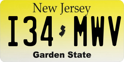 NJ license plate I34MWV