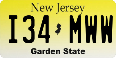 NJ license plate I34MWW