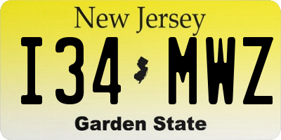 NJ license plate I34MWZ