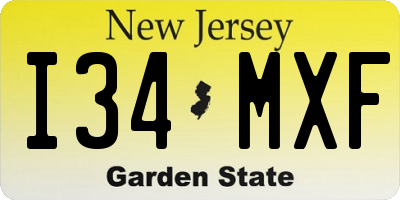 NJ license plate I34MXF