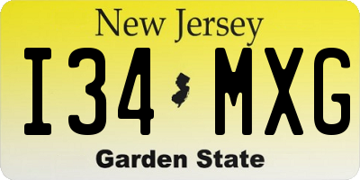 NJ license plate I34MXG