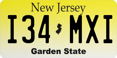 NJ license plate I34MXI