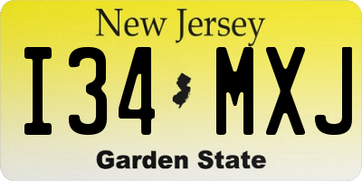 NJ license plate I34MXJ