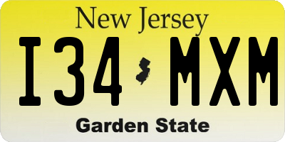 NJ license plate I34MXM