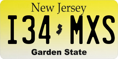 NJ license plate I34MXS