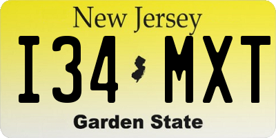 NJ license plate I34MXT
