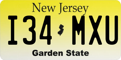 NJ license plate I34MXU