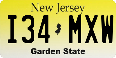 NJ license plate I34MXW