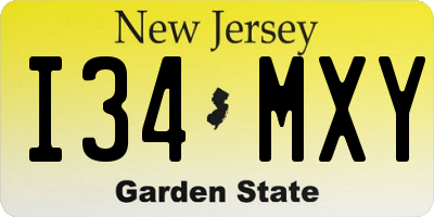 NJ license plate I34MXY