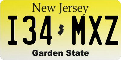 NJ license plate I34MXZ