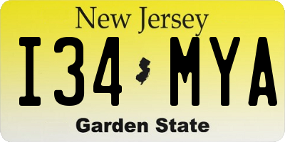 NJ license plate I34MYA