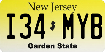 NJ license plate I34MYB