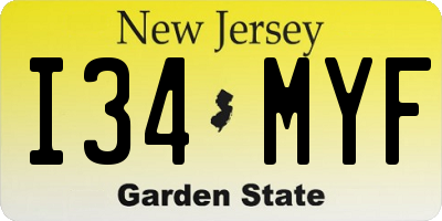 NJ license plate I34MYF
