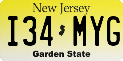 NJ license plate I34MYG