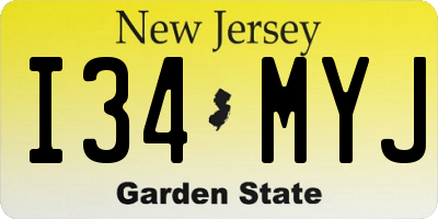 NJ license plate I34MYJ