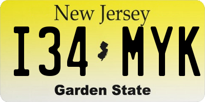 NJ license plate I34MYK