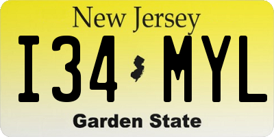 NJ license plate I34MYL