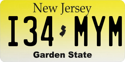 NJ license plate I34MYM