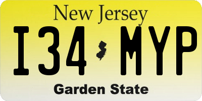NJ license plate I34MYP