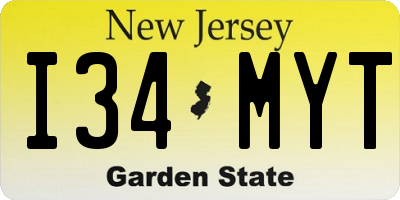 NJ license plate I34MYT