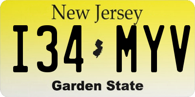 NJ license plate I34MYV