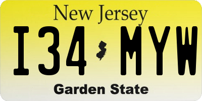 NJ license plate I34MYW