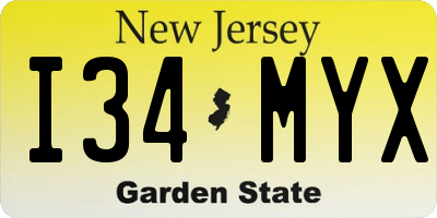 NJ license plate I34MYX
