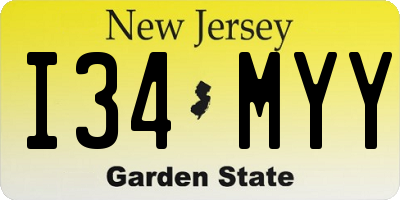 NJ license plate I34MYY