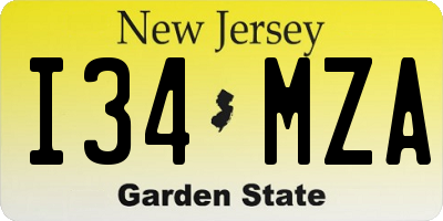 NJ license plate I34MZA