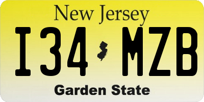 NJ license plate I34MZB