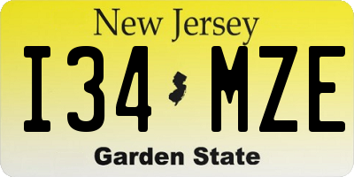 NJ license plate I34MZE