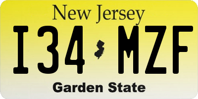 NJ license plate I34MZF