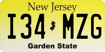 NJ license plate I34MZG
