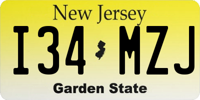 NJ license plate I34MZJ