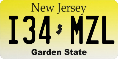 NJ license plate I34MZL
