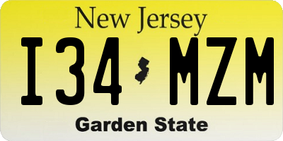 NJ license plate I34MZM