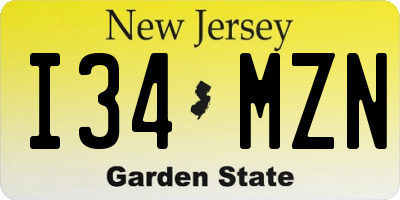 NJ license plate I34MZN