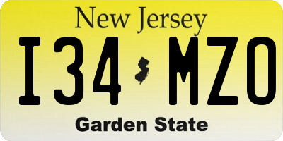 NJ license plate I34MZO