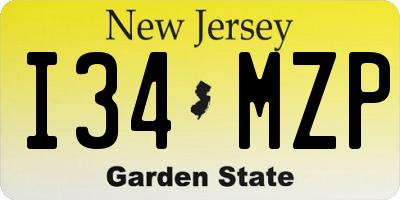 NJ license plate I34MZP
