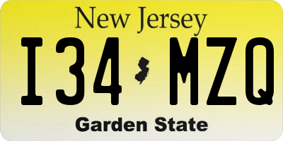 NJ license plate I34MZQ