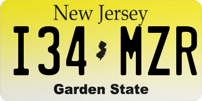 NJ license plate I34MZR