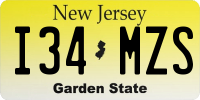 NJ license plate I34MZS