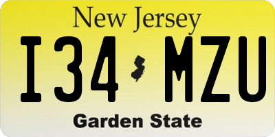NJ license plate I34MZU