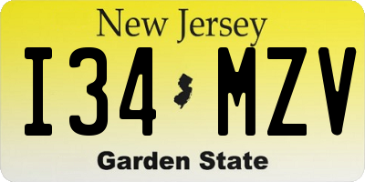 NJ license plate I34MZV