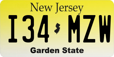 NJ license plate I34MZW