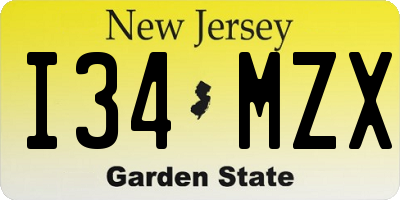 NJ license plate I34MZX
