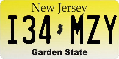 NJ license plate I34MZY